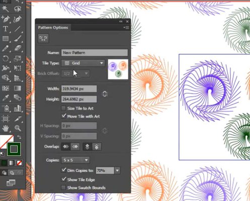 تنظیمات پترن در ایلوستریتور