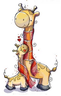 تصویرسازی زرافه و بچه